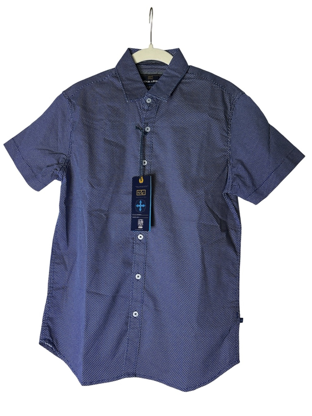 Men's Nickel & Iron Golf Short-Sleeve Navy Microdot Button-Down Shirt